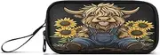 Dragonfly Gears Roses Case for Pencils, Large Pencil Pouch with Zipper, Cloth Pencil Pouch, Cartoon Highland Cow, one size, Artistic Style