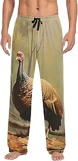 [XYMZR] Forest Turky Retro Men's Pajama Bottoms Lounge Pajama Pants Sleep Bottoms with Pockets for Men S