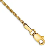 [JewelryWeb] 14k Yellow Gold 1.2mm Solid D Cut Lobster Rope Chain Bracelet 20 Centimeters- Lobster Claw Link-Bracelet for Women and Men
