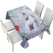 Blue Eyes Christmas White Unicorn Tablecloth