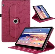 [TEDTIKJT] Case for Huawei MediaPad T5 10.1 2018 Tablet Protective Cover PU Leather 360° Rotatable Multi-Angle Stand Tree Flip Protective Case for Huawei MediaPad T5 10.1 Inch Case Red