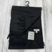 NWT Hickey Freeman New York 100% Cashmere Scarf Black Fringe Warm Winter $179