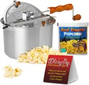 Wabash Popcorn Popper with Kernels - Silver, Metal Gear Popcorn Maker, Fast, & E