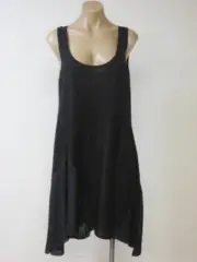 EILEEN FISHER Black Linen Silk Jersey Habutai Long Tunic Dress S Small NWT $238