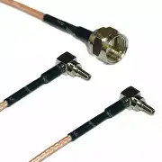 F Male to Y type 2X CRC9 Angle Male Splitter Combiner cable pigtail RG316