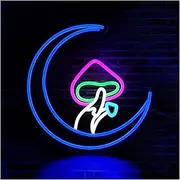 Hanging Art Neon Signs Mushroom Moon Neon Sign LED Light For Wall Decor For Girls Room Home Bar Men Cave Party Bedroom USB Powered 33cm×33cm