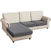 Sectional Couch Covers 3 Pieces Sofa Seat Cushion Covers L Shape Separate Cushion Couch Chaise Cover for Both Left/Right Sectional Couch (Large Sofa 2 Seater + 1 Chaise, Grey)