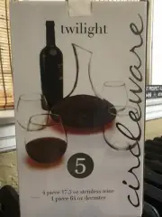 Circleware Twilight Stemless Wine Glass and Decanter Set - new in unopened box!