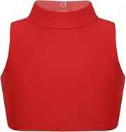 [iEFiEL] Kids Girls Sleeveless Dance Tank Tops Criss Cross Back Sports Crop Top Mock Neck Active Running Workout