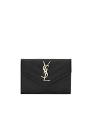 Saint Laurent Cassandre Matelasse Small Envelope Wallet with Gold Hardware