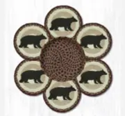 6 Braided Jute 10" Round Trivets with 1 Coordinating Basket. CABIN BEAR