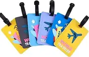 [WOOVEEWIND] 6 Pcs Funny Luggage Tags,Silicone Travel Luggage Baggage Identification Labels ID Tag,Funny Bag Tags Cartoon Baggage Suitcase Labels,Colorful Waterproof Rubber Luggage Tag with Name ID Card