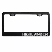 Matte Black License Plate Frame Silver HIGHLANDER Laser Etched Metal Screw Cap (for: Toyota)