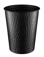 Matte Black Metal Wastebasket Trash Can Hand Hammered Bathroom Decor