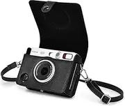 Rieibi Mini EVO Case - Vintage PU Leather Protective Case for Fuji Instax Mini EVO Instant Camera - Removable Case with Adjustable Shoulder Strap Battery Charging Port - Black