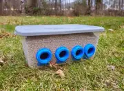 4 Quail Feeder Ports, NO-Waste , No-Glue needed, DIY feeder, Made in USA