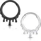 2PC 16G 1.2MM Drops Black White Mixed Septum Clicker Ring Nose Ring Hoop Sleeper