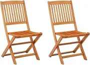 Folding Garden Chairs 2 pcs Solid Eucalyptus Wood Patio Chair
