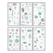 6pcs Kawaii Cat Flowers Art Supplies Japanese Word Stickers Aesthetic Deco Stationery Scrapbooking Stickers In Notebook