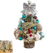 60cm Tabletop Artificial Christmas Tree with Hanging Ornaments Xmas Ball Desktop Decor for Home Dining Table-Blue