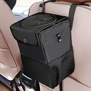 YEL Car Trash Can - Black, Cloth, 6L, Waterproof, Adjustable, Durable, Square, Car Trash Can