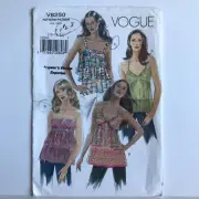 Vogue V8250 Misses Sz 16-20 Blouse Top Lined Bodice Sewing Pattern FF UNCUT