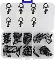 Generic 35PCs Fishing Rods Tips Repair Kit Spare Part with Storage Box Different Sizes Ceramic Guide Rings for Young Enthusiasts