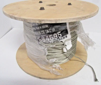 100 ft. CONTINENTAL CORDAGE 7X59 / 36 CSC Tin 1" LH BRAID Bare WIRE Cut off Roll