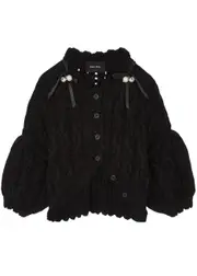 Simone Rocha Cropped Alpaca-blend Cardigan - Black - XS (UK6 / XS) XS (UK6 / XS)