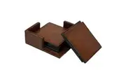 Leatherkart Genuine Leather Square Coasters-Tan