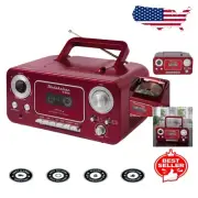 Portable Bluetooth CD Player with AM/FM Radio & Cassette Recorder - Red/Silver