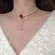 玫瑰花朵鋯石珍珠項鍊韓式小眾設計感ig風頸鍊鎖骨鏈氣質項飾女