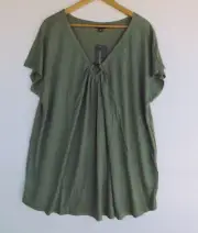 New Autograph Top 20 Womens Green Knit O Ring Pullover Short Sleeve