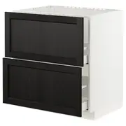 METOD / MAXIMERA base cab f sink+2 fronts/2 drawers, white/Lerhyttan black stained, 80x60x80 cm