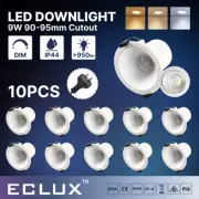 10PCS COB LED Downlights 90mm 9W Dimmable Tri-color IP44 Downlight for Bedroom