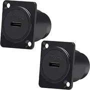 tunghey USB 3.1 Type C Panel Mount Coupler, D-Type Module USB C Pass Through Connector, Female to Female Bulkhead Extension Adapter (2Pack)