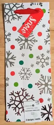 Celebrate It - Christmas Wine Gift Bags - Set of 2 (Snow Flakes, Striped)