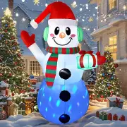 6 FT Christmas Inflatables Snowman with Gift Built-in Colorful LED Light Party