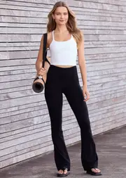 [Lorna Jane] Lotus Flared Leggings in Black, Size - XL XL Recycled Black