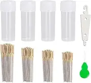 120pcs Cross Stitch Needles +2 Needle Threader Golden Color Large Eyes Cross Stitch DIY Embroidery Hand Needles Sewing Needles in Transparent Box Size 22# 24# 26# 28#