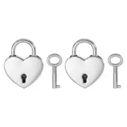 2Set 1.5" Love Locks Heart Padlock with Key Wishing Lock Love Padlock Silver
