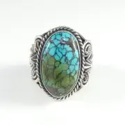 Andy Cadman Navajo Sterling Silver Handmade Ring Rare Cloud Mountain Turquoise