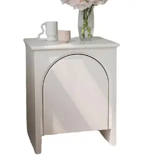 【熱銷】北歐風格拱形床頭櫃白色法式現代簡約實木臥室小櫃子極簡床邊櫃