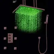 20" Luxury Bathroom Shower Set Head 6 Rainfall Massage Jets Spray