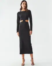 Brand: Calli - Black Cut-Out Midi Bodycon Dress - Size 12 - RRP $129.95