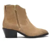 Allsaints Carlotta Ankle Bootie Size 7 Desert Suede Leather Boot Side Zip