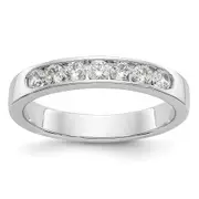0.41ct. CZ Solid Real 14K White Gold 7-Stone Channel Wedding Band Ring