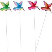 NULYLU Realistic 3D Hummingbird Stake Iron Art for Outdoor Decor Garden Stake Decorative for Yard