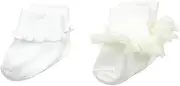 Jefferies Socks Baby Girls' Ruffle & Ripple Edge Turn Cuff Socks 2 Pair Pack