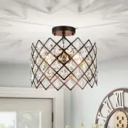 Crystal Chandelier 3-Light Semi-Flushmount Ceiling Light Modern Lighting Fixture